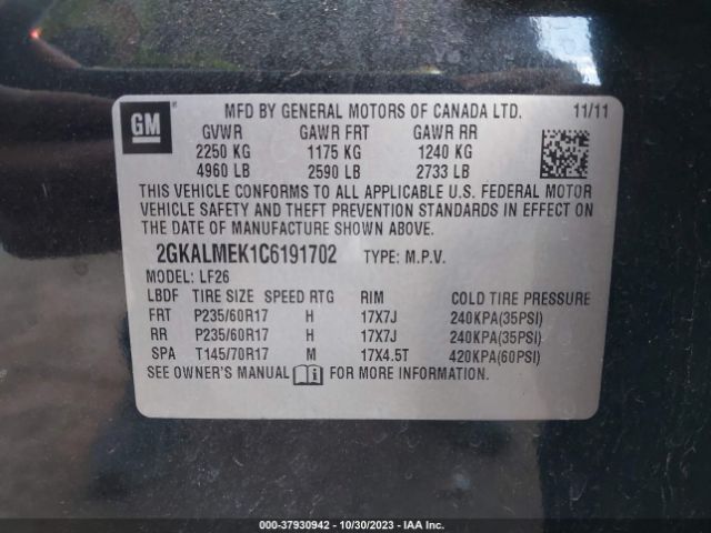 Photo 8 VIN: 2GKALMEK1C6191702 - GMC TERRAIN 