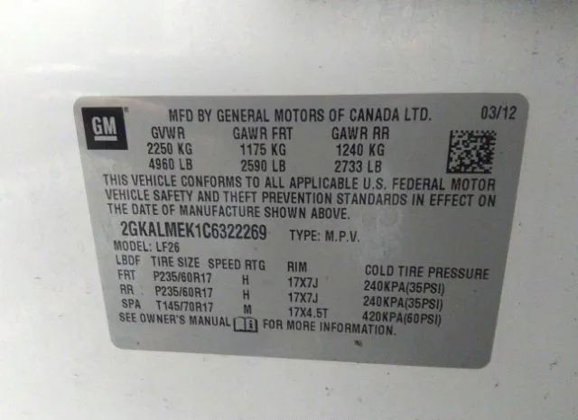 Photo 8 VIN: 2GKALMEK1C6322269 - GMC TERRAIN 