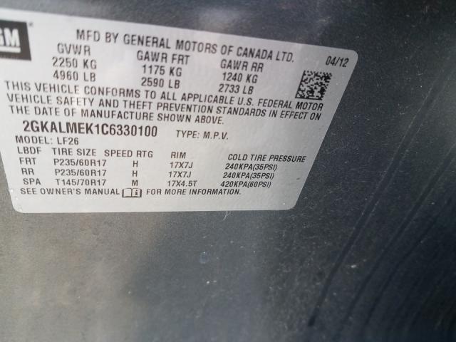 Photo 9 VIN: 2GKALMEK1C6330100 - GMC TERRAIN SL 