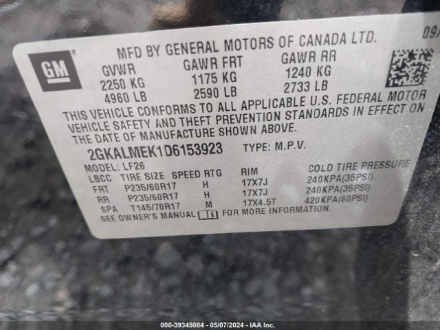 Photo 8 VIN: 2GKALMEK1D6153923 - GMC TERRAIN 