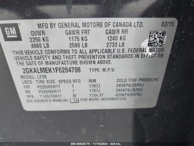 Photo 8 VIN: 2GKALMEK1F6284708 - GMC TERRAIN 