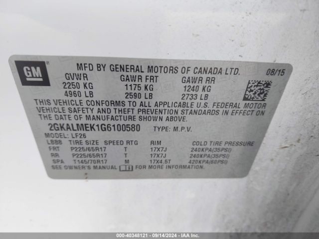 Photo 8 VIN: 2GKALMEK1G6100580 - GMC TERRAIN 