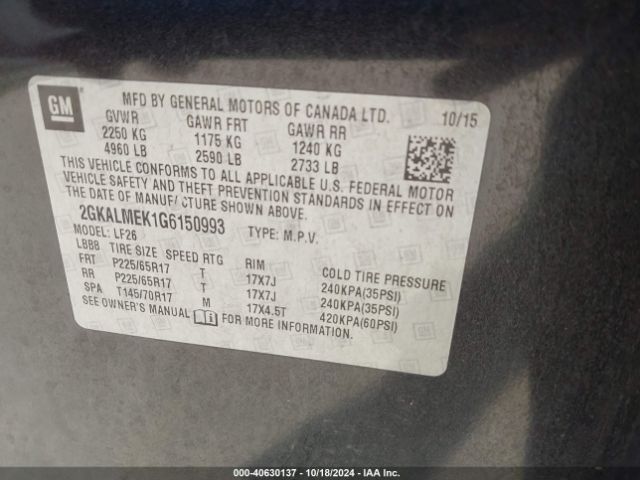 Photo 8 VIN: 2GKALMEK1G6150993 - GMC TERRAIN 