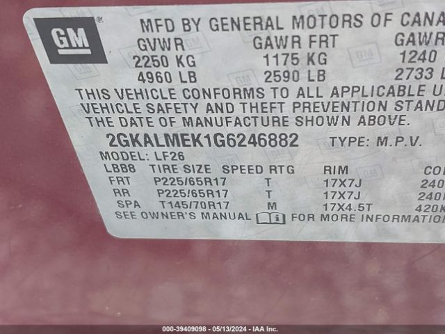 Photo 8 VIN: 2GKALMEK1G6246882 - GMC TERRAIN 