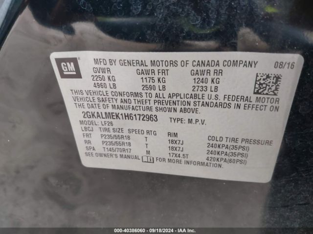 Photo 8 VIN: 2GKALMEK1H6172963 - GMC TERRAIN 