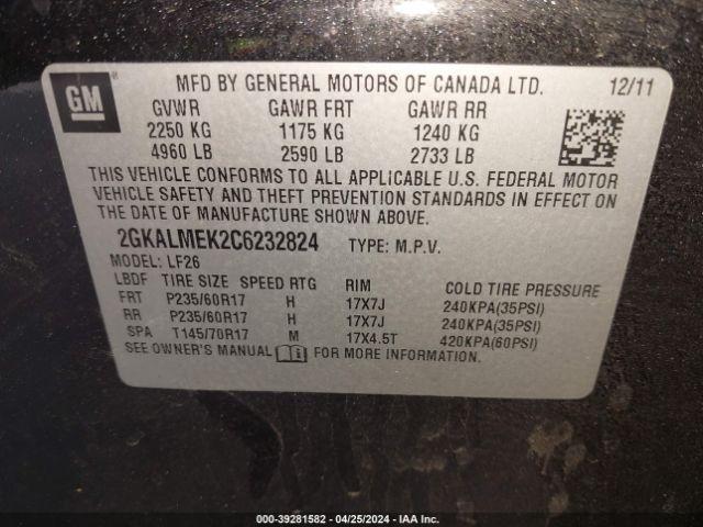 Photo 8 VIN: 2GKALMEK2C6232824 - GMC TERRAIN 