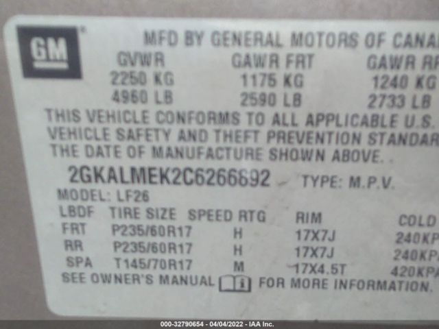 Photo 8 VIN: 2GKALMEK2C6266892 - GMC TERRAIN 