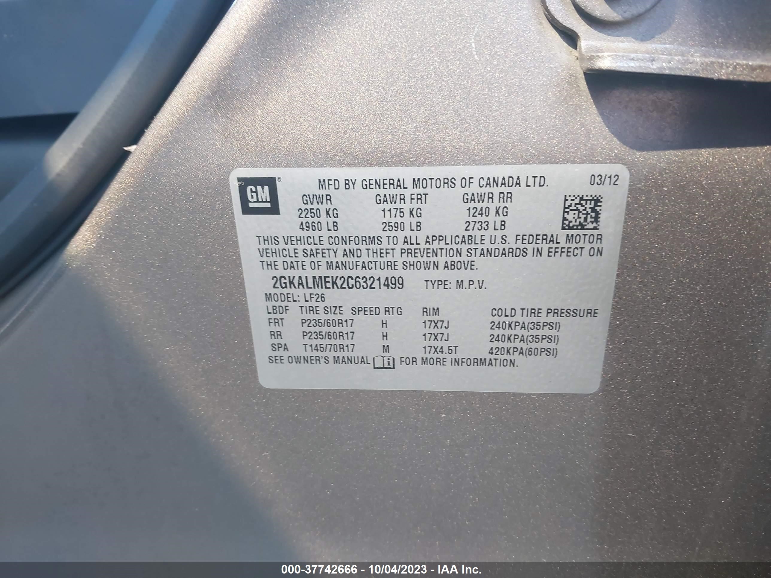 Photo 8 VIN: 2GKALMEK2C6321499 - GMC TERRAIN 