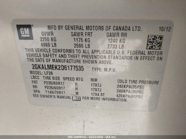 Photo 8 VIN: 2GKALMEK2D6177535 - GMC TERRAIN 