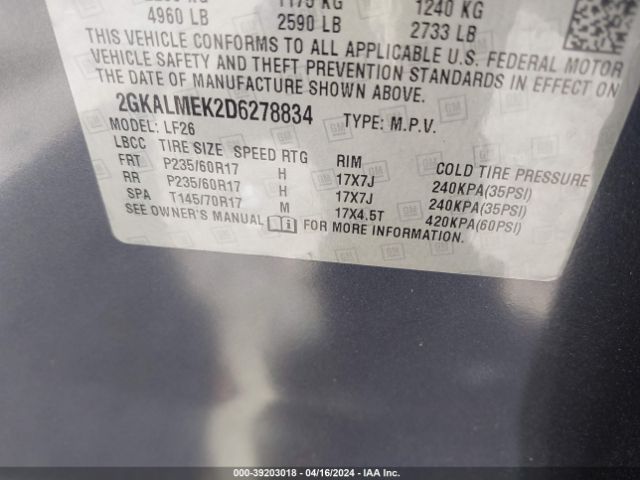 Photo 8 VIN: 2GKALMEK2D6278834 - GMC TERRAIN 