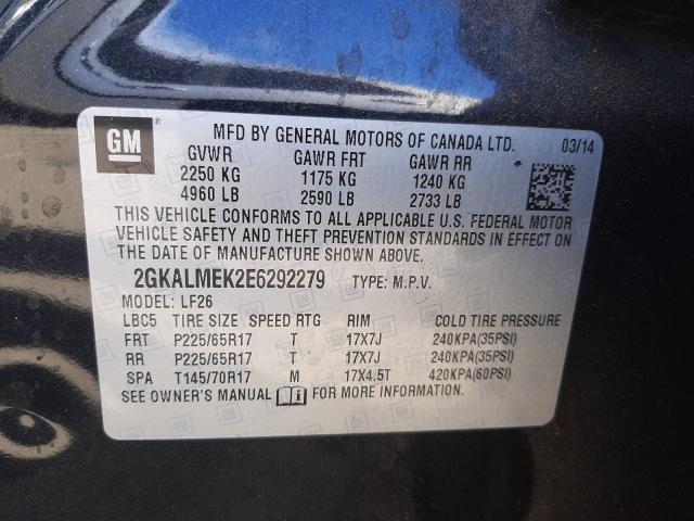 Photo 9 VIN: 2GKALMEK2E6292279 - GMC TERRAIN SL 