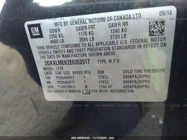 Photo 8 VIN: 2GKALMEK2E6352917 - GMC TERRAIN 