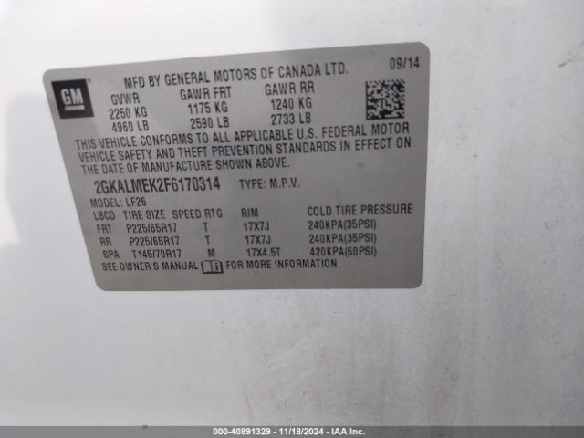 Photo 8 VIN: 2GKALMEK2F6170314 - GMC TERRAIN 