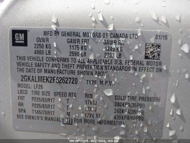 Photo 8 VIN: 2GKALMEK2F6262720 - GMC TERRAIN 