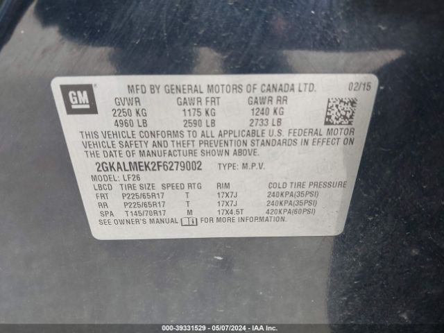 Photo 8 VIN: 2GKALMEK2F6279002 - GMC TERRAIN 