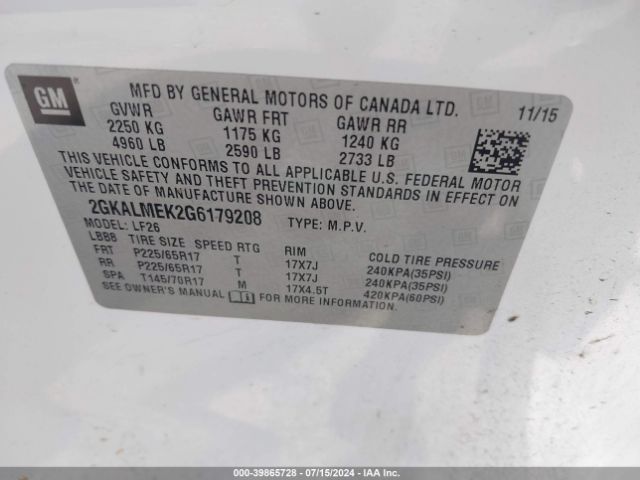 Photo 8 VIN: 2GKALMEK2G6179208 - GMC TERRAIN 