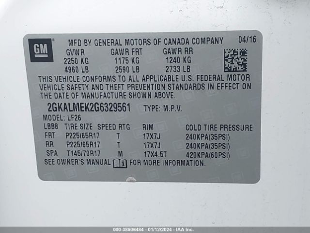 Photo 8 VIN: 2GKALMEK2G6329561 - GMC TERRAIN 