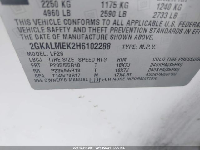 Photo 8 VIN: 2GKALMEK2H6102288 - GMC TERRAIN 