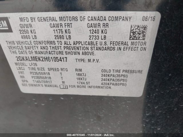 Photo 8 VIN: 2GKALMEK2H6105417 - GMC TERRAIN 