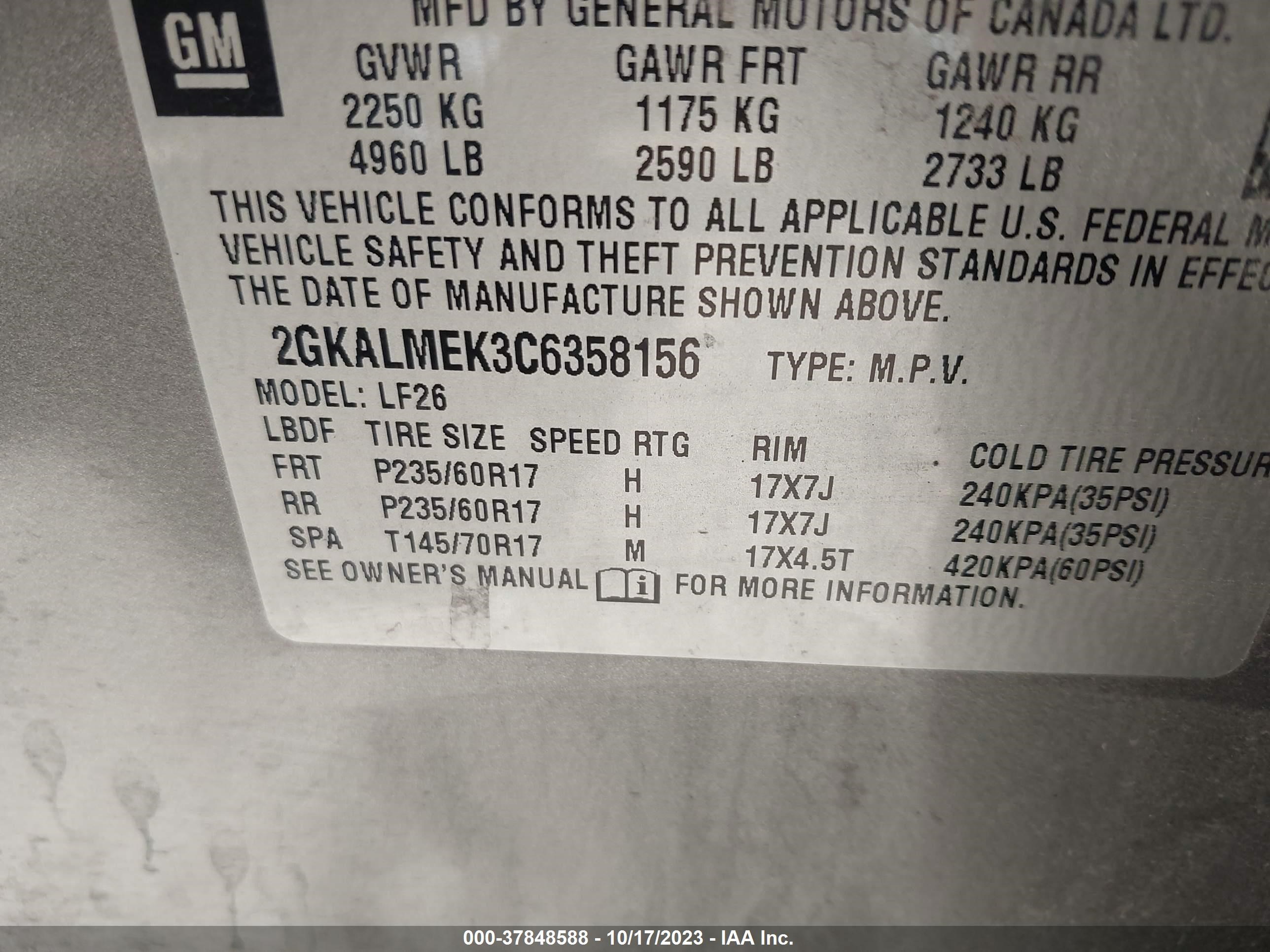 Photo 8 VIN: 2GKALMEK3C6358156 - GMC TERRAIN 