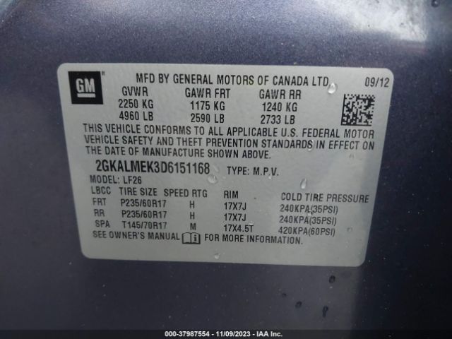 Photo 8 VIN: 2GKALMEK3D6151168 - GMC TERRAIN 