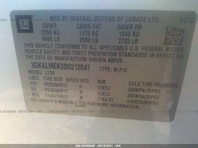 Photo 8 VIN: 2GKALMEK3D6212647 - GMC TERRAIN 