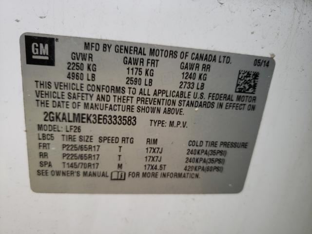 Photo 9 VIN: 2GKALMEK3E6333583 - GMC TERRAIN SL 