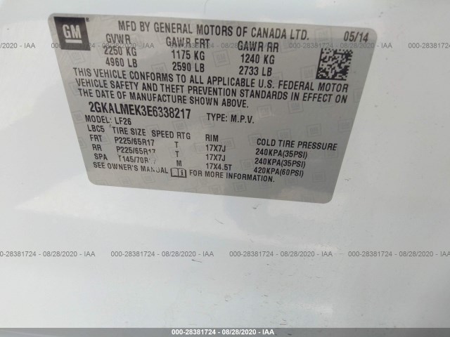 Photo 8 VIN: 2GKALMEK3E6338217 - GMC TERRAIN 