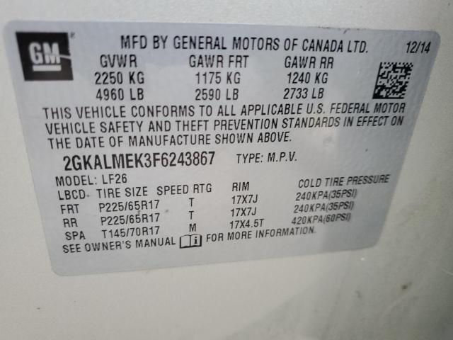 Photo 12 VIN: 2GKALMEK3F6243867 - GMC TERRAIN SL 