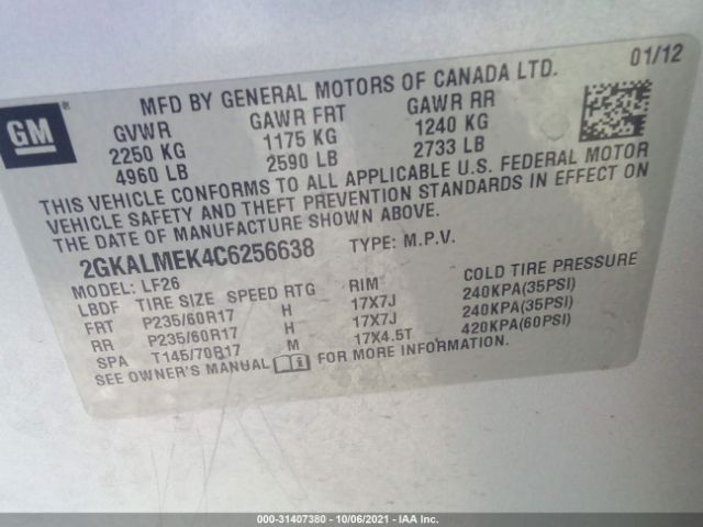 Photo 8 VIN: 2GKALMEK4C6256638 - GMC TERRAIN 