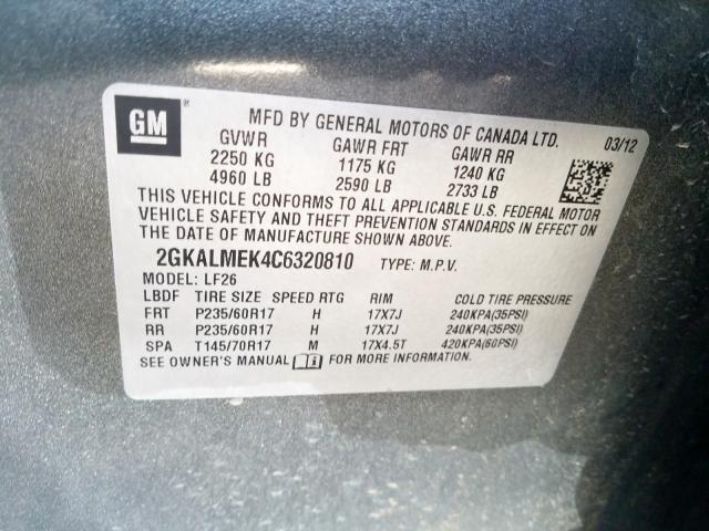 Photo 9 VIN: 2GKALMEK4C6320810 - GMC TERRAIN SL 