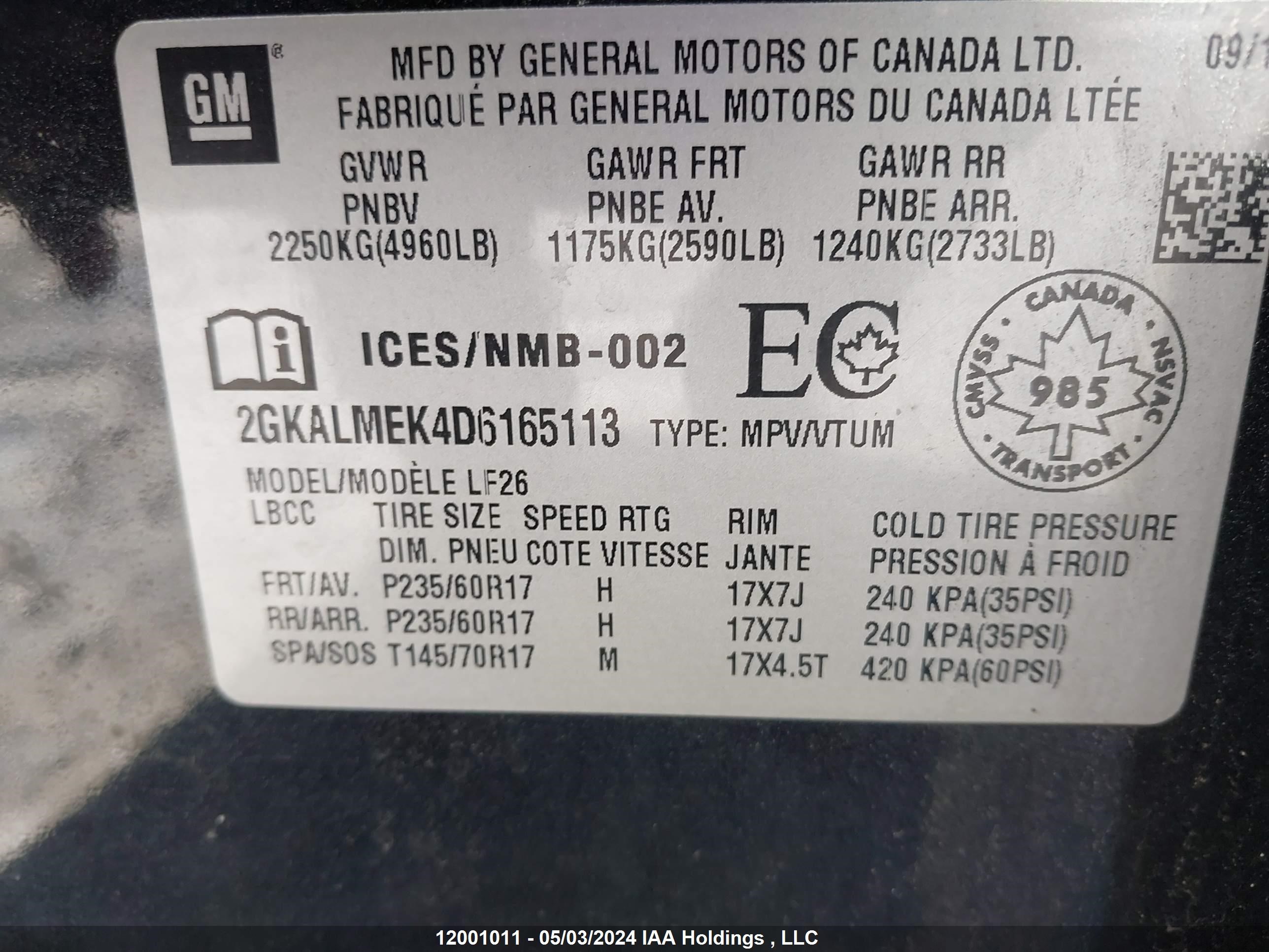 Photo 8 VIN: 2GKALMEK4D6165113 - GMC TERRAIN 