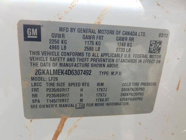 Photo 9 VIN: 2GKALMEK4D6307492 - GMC TERRAIN SL 