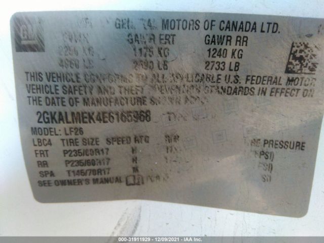 Photo 8 VIN: 2GKALMEK4E6165968 - GMC TERRAIN 