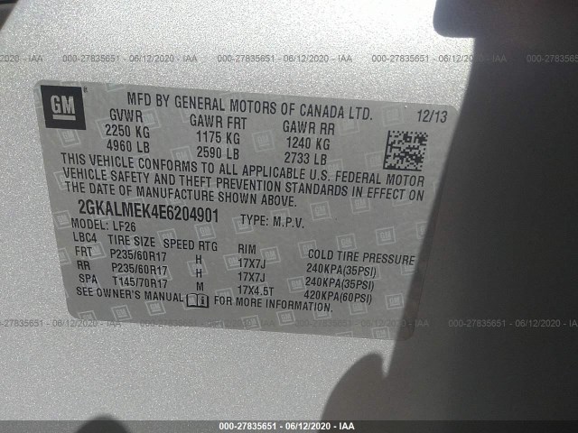 Photo 8 VIN: 2GKALMEK4E6204901 - GMC TERRAIN 