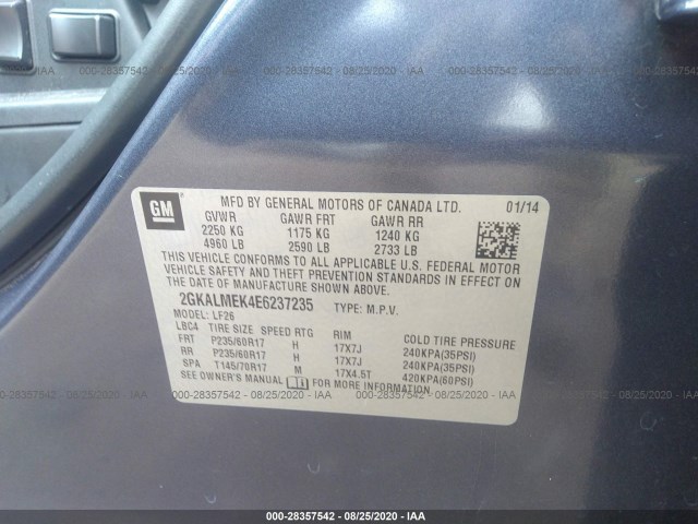 Photo 8 VIN: 2GKALMEK4E6237235 - GMC TERRAIN 