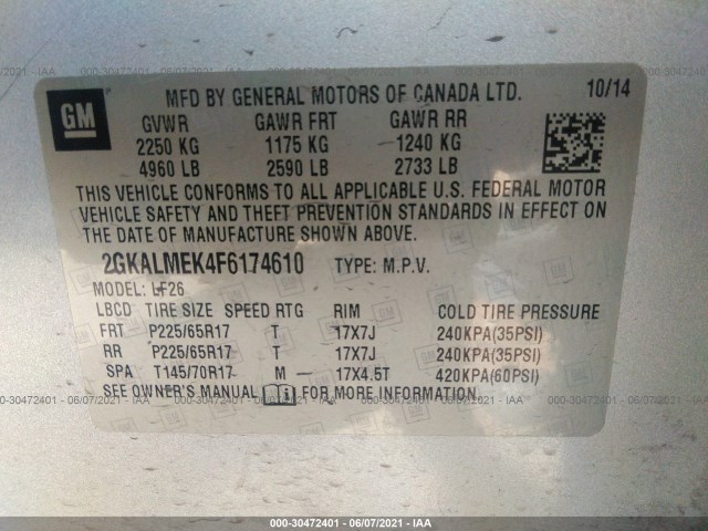 Photo 8 VIN: 2GKALMEK4F6174610 - GMC TERRAIN 