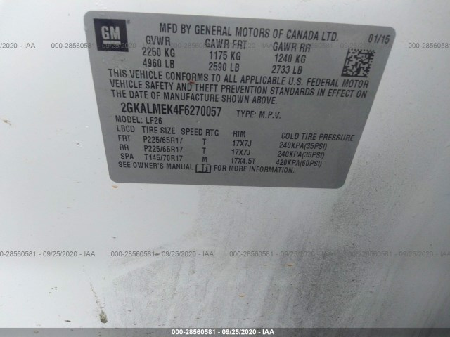 Photo 8 VIN: 2GKALMEK4F6270057 - GMC TERRAIN 