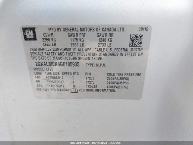 Photo 8 VIN: 2GKALMEK4G6105935 - GMC TERRAIN 