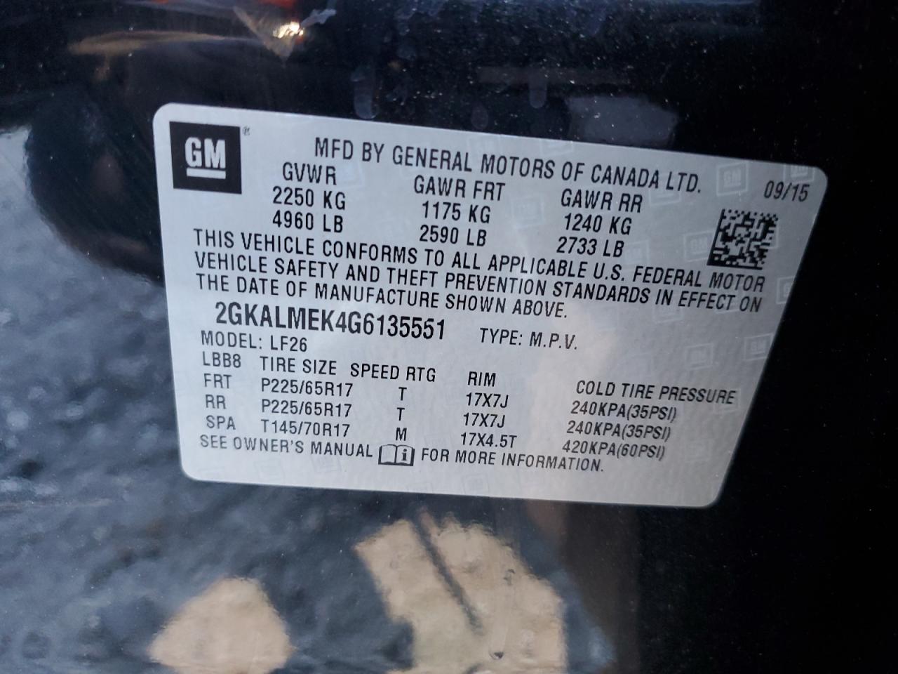 Photo 12 VIN: 2GKALMEK4G6135551 - GMC TERRAIN 