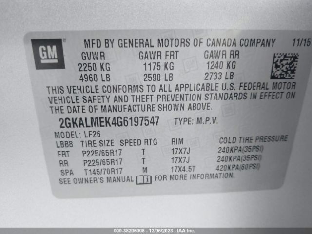 Photo 8 VIN: 2GKALMEK4G6197547 - GMC TERRAIN 