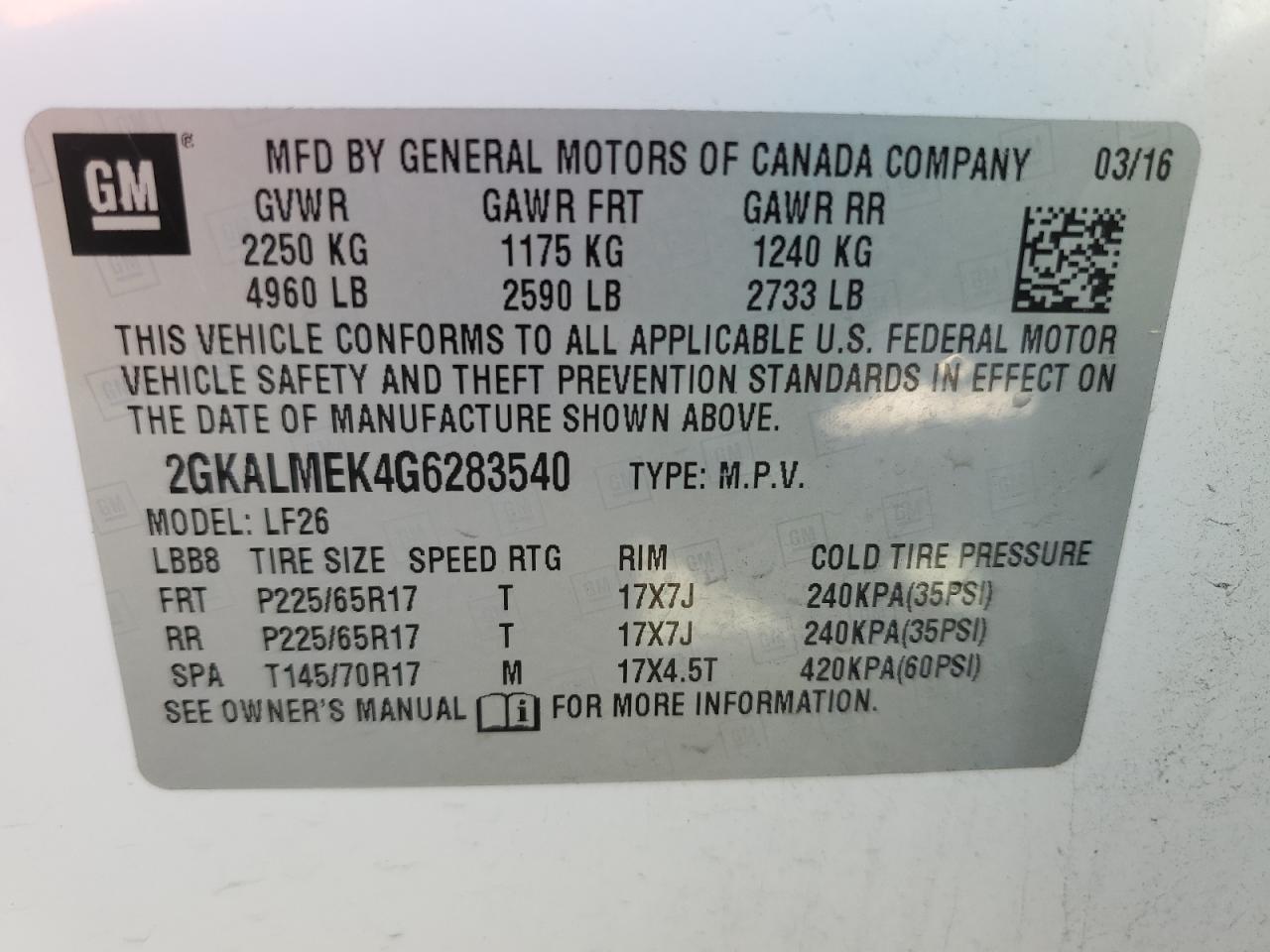 Photo 11 VIN: 2GKALMEK4G6283540 - GMC TERRAIN 