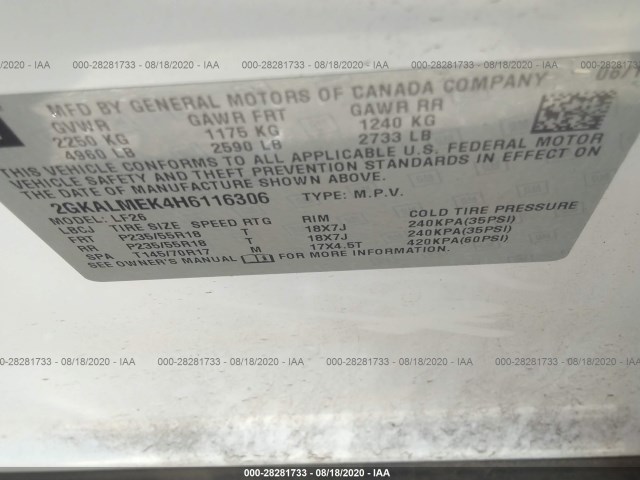 Photo 8 VIN: 2GKALMEK4H6116306 - GMC TERRAIN 