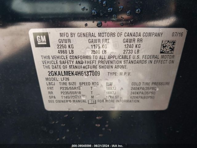 Photo 8 VIN: 2GKALMEK4H6137009 - GMC TERRAIN 