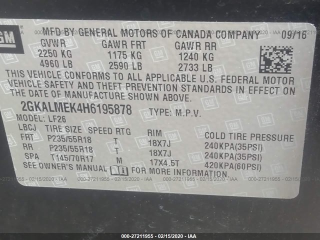 Photo 8 VIN: 2GKALMEK4H6195878 - GMC TERRAIN 