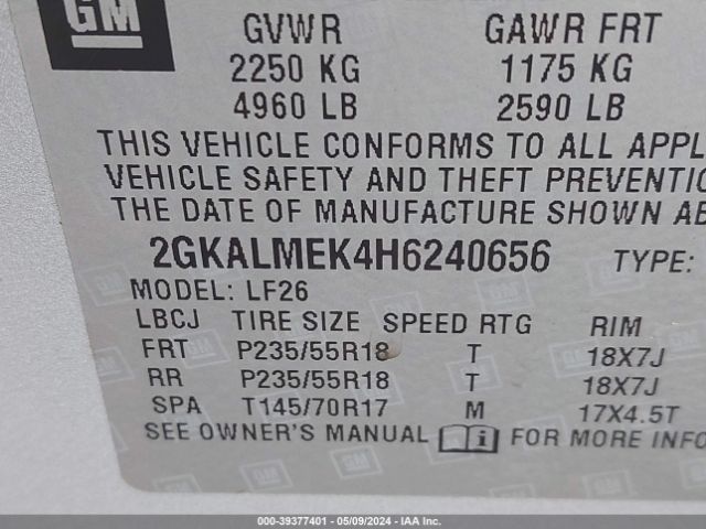 Photo 8 VIN: 2GKALMEK4H6240656 - GMC TERRAIN 