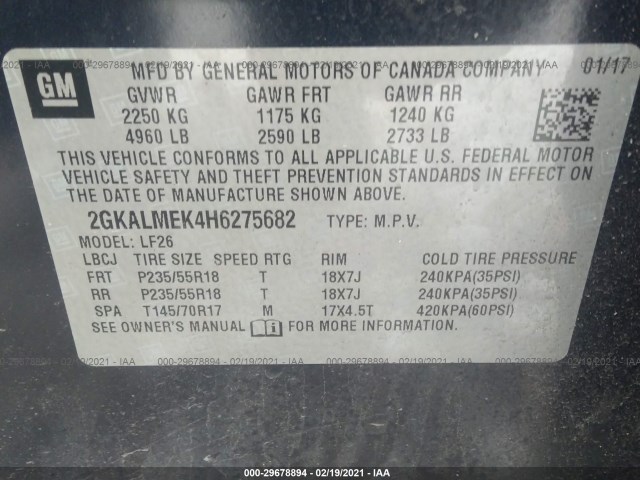 Photo 8 VIN: 2GKALMEK4H6275682 - GMC TERRAIN 