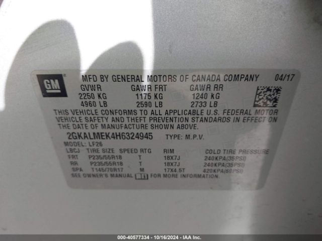 Photo 8 VIN: 2GKALMEK4H6324945 - GMC TERRAIN 