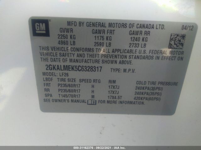 Photo 8 VIN: 2GKALMEK5C6328317 - GMC TERRAIN 