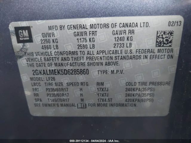 Photo 8 VIN: 2GKALMEK5D6285860 - GMC TERRAIN 